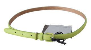 Classic Green Leather Belt With Silver-tone Hardware