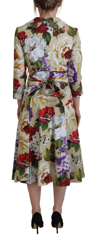Exquisite Floral Collared Midi Dress