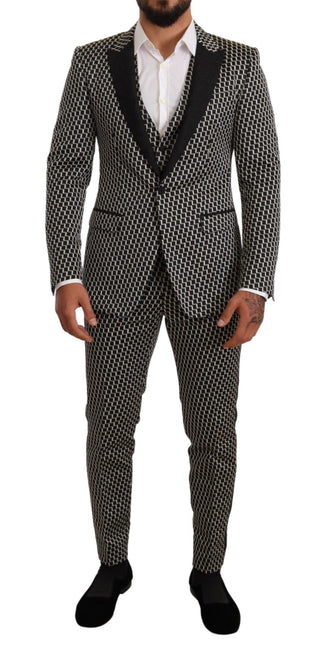 Elegant Martini Black Check Three-piece Suit