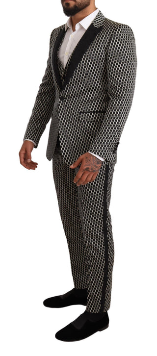 Elegant Martini Black Check Three-piece Suit