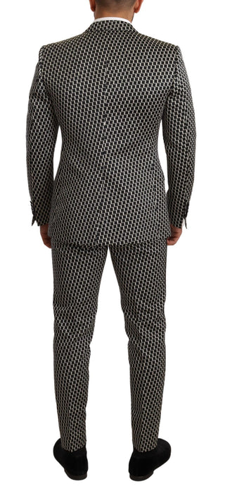 Elegant Martini Black Check Three-piece Suit