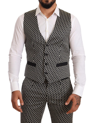 Elegant Martini Black Check Three-piece Suit