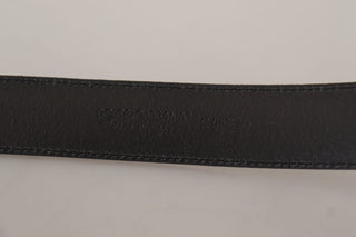 Elegant Black Leather Belt With Metal Buckle