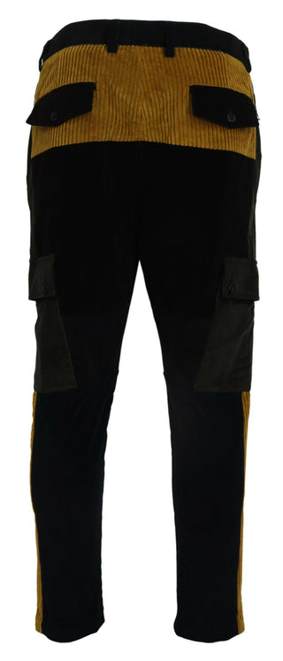 Elegant Black Tapered Trousers With Yellow Accent