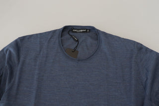 Elegant Silk Crewneck Blue Tee