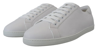 Italian Leather White Low-Top Sneakers