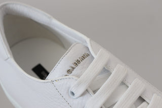 Italian Leather White Low-Top Sneakers