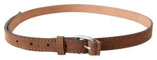 Elegant Slim Leather Waist Belt In Brown