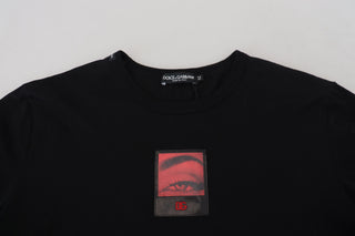 Elegant Black Cotton Crew Neck Tee