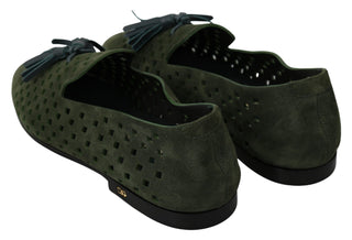 Elegant Green Suede Loafers For Men