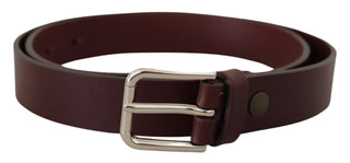 Maroon Luxe Leather Belt With Metal Buckle