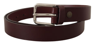 Maroon Luxe Leather Belt With Metal Buckle