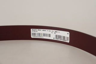 Maroon Luxe Leather Belt With Metal Buckle