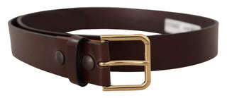 Elegant Black Leather Belt With Metal Buckle