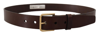 Elegant Black Leather Belt With Metal Buckle