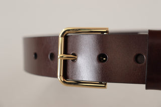 Elegant Black Leather Belt With Metal Buckle