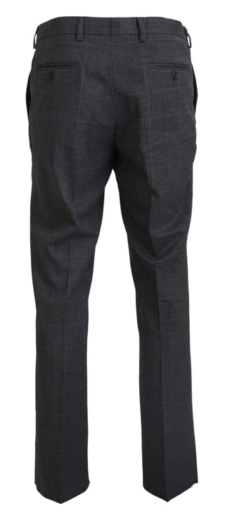 Elegant Checkered Wool Dress Pants For Men