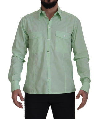 Mint Green Slim Fit Casual Button-down Shirt