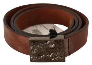 Chic Solid Brown Waist Belt With Logo Buckle