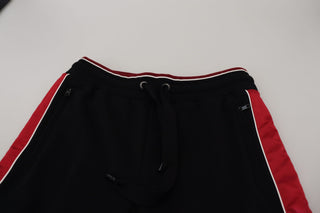 Elegant Black Jogging Sweatpants With Red Detail