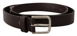 Elegant Leather Belt With Engraved Logo Buckle