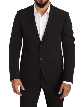 Elegant Black Slim Fit Two-piece Suit