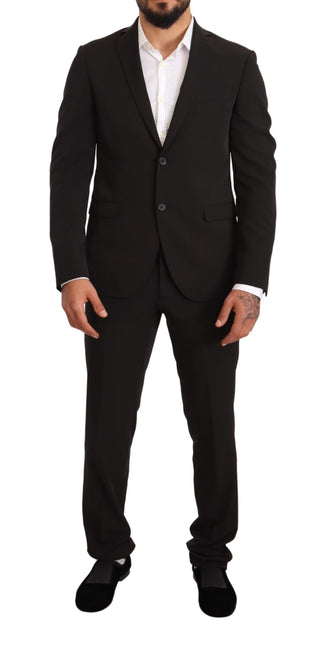 Elegant Black Slim Fit Two-piece Suit