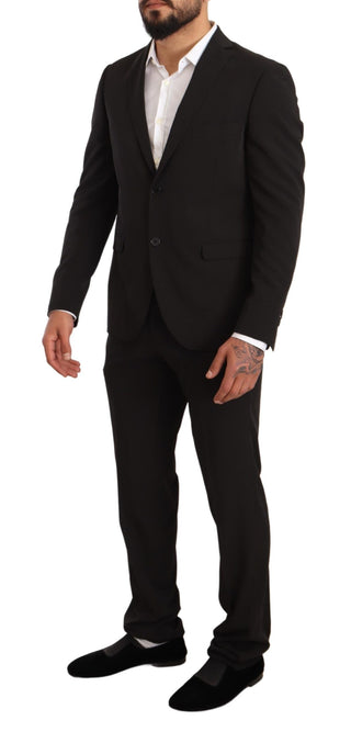 Elegant Black Slim Fit Two-piece Suit