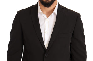 Elegant Black Slim Fit Two-piece Suit