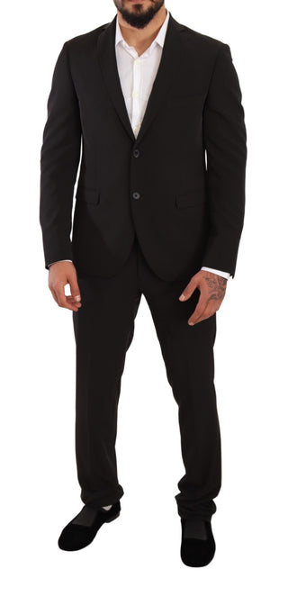 Elegant Black Slim Fit Two-piece Suit