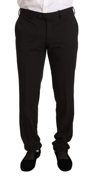 Elegant Black Slim Fit Two-piece Suit