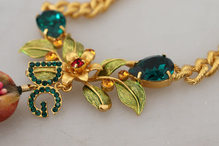 Elegant Gold-tone Floral Fruit Necklace