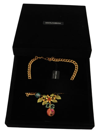 Elegant Gold-tone Floral Fruit Necklace