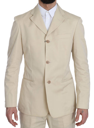 Beige Two-piece Suit With Classic Elegance