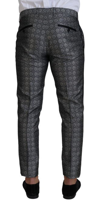 Elegant Silver Patterned Slim Fit Suit