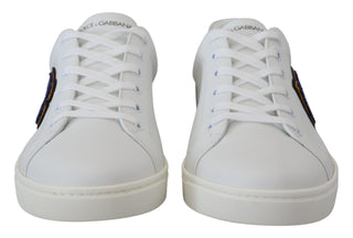 Elegant White Leather Men's Sneakers