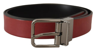 Elegant Maroon Leather Belt With Silver Tone Buckle