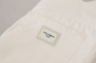 Elegant White Cotton Denim Jeans