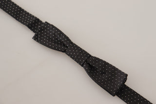 Elegant Black And White Silk Bow Tie