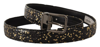 Elegant Italian Leather Belt With Crown Detail