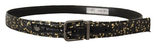 Elegant Italian Leather Belt With Crown Detail