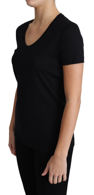 Elegant Black Wool Round Neck T-shirt