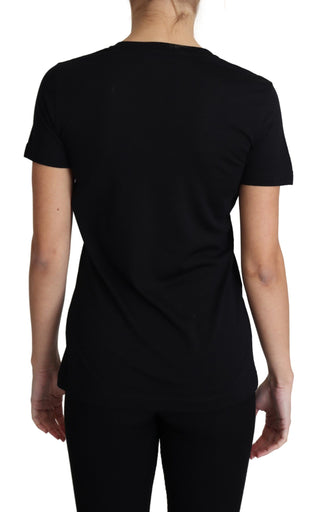 Elegant Black Wool Round Neck T-shirt