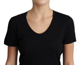 Elegant Black Wool Round Neck T-shirt