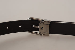 Chic White Leather Belt With Chrome Buckle