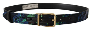 Elegant Multicolor Leather Belt With Gold Buckle