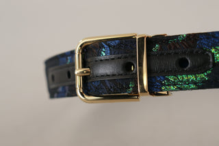 Elegant Multicolor Leather Belt With Gold Buckle