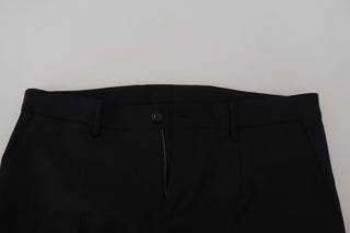 Sleek Black Wool Blend Trousers