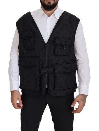 Elegant Sleeveless Vest Jacket In Black