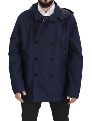 Elegant Double-breasted Blue Parka Jacket